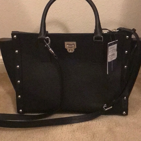 NWT Rebecca Minkoff Madison MD satchel in black leather top handle strap - Picture 2 of 6
